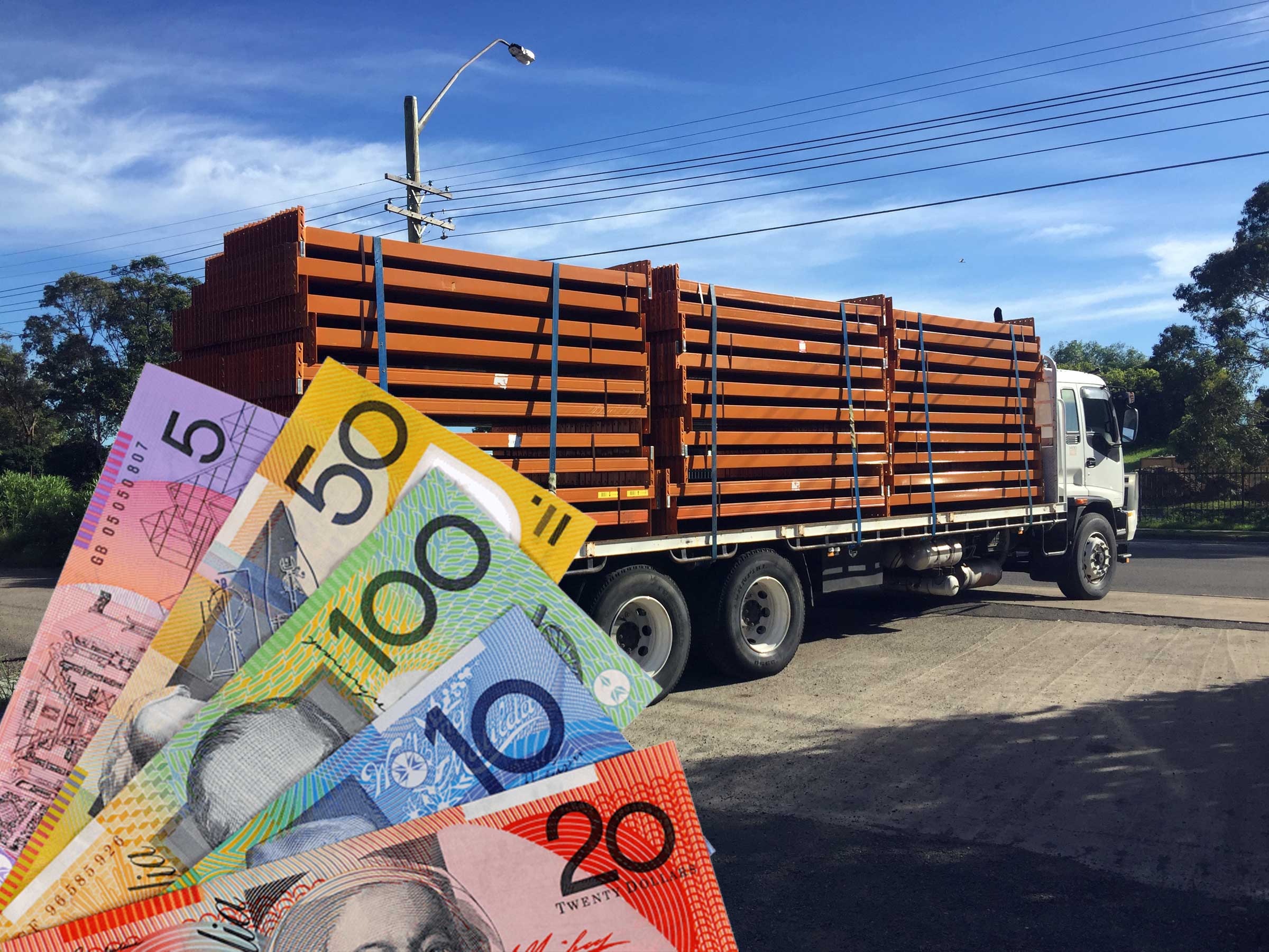 Used pallet racking beams transporting